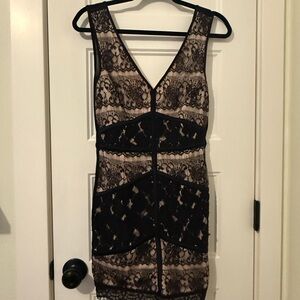 Ark & Co Black and Cream Lace Mini Dress